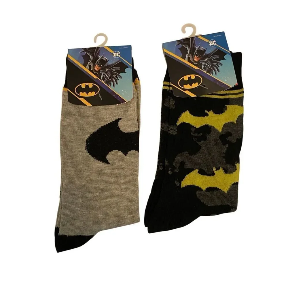 DC Comics Batman Men’s Crew Socks 2-Pack Size 8–12-Unisex NWT